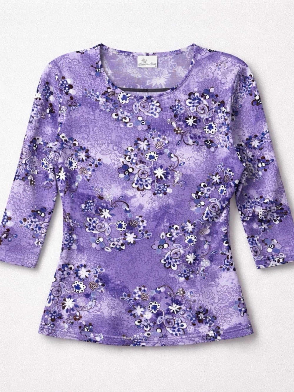 Women's Purple Floral Scoop Neck Top